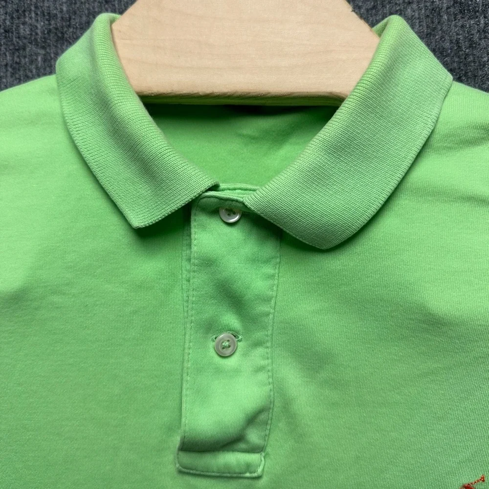 Polo Ralph Lauren Mens Lime Green Short Sleeve Cotton Polo Shirt Orange Pony M